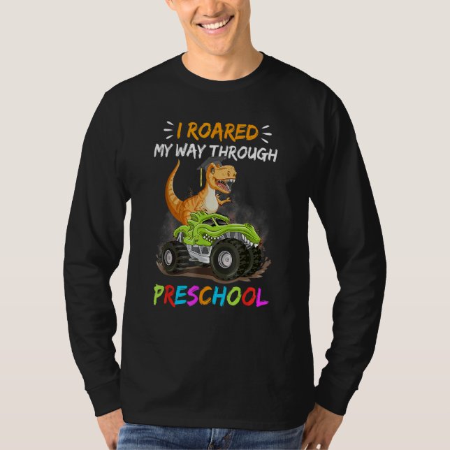 Ich lief durch die vorschulischen Dino-Reitmonen T-Shirt (Vorderseite)