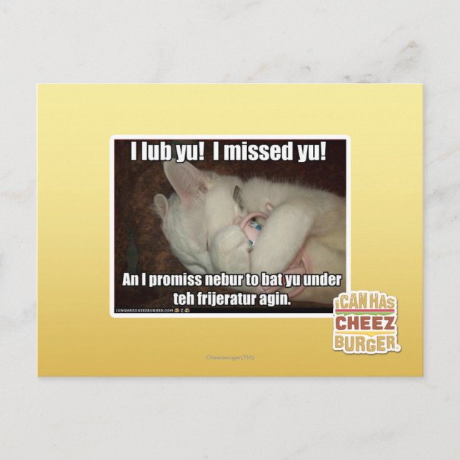 Ich lub dich ein! Ich habe dich vermisst! Postkarte (Vorderseite)