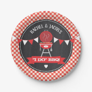 ICH MACH BBQ Paare Hochzeit Verlobung Rote Tafel Pappteller
