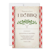 Ich mache BBQ-Hochzeitseinladungen im roten Gingha