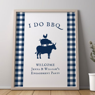 Ich mache BBQ Rustikale Farmhaus Navy Blau Kariert Poster