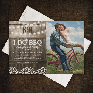 Ich mache BBQ Rustikale Gypsophila Foto-Hochzeitsa Einladung