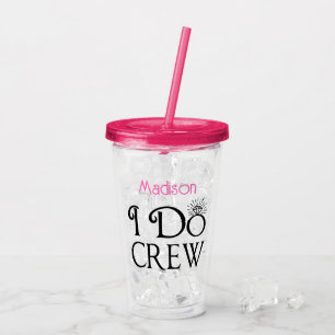Ich mache Crew Black Pink Monogram Wedelmädchen Acryltrinkbecher