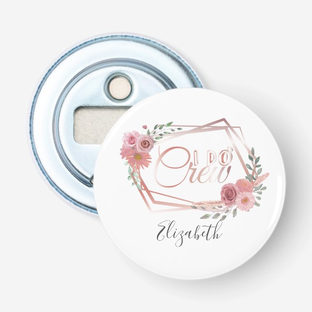 Ich mache Crew Rosa Blütenrot Rosa Blume Grüne Flaschenöffner (Vorderseite)