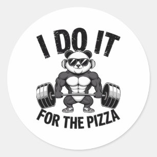 Ich mache es für den Pizza-Hantel-Bodybuilder Body Runder Aufkleber