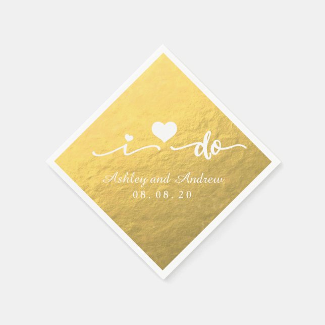 Ich mache Gold Glamour Hochzeitspapier Napkin Serviette (Ecke)