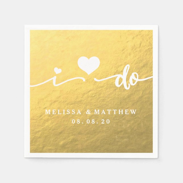 Ich mache Gold Glamour Hochzeitspapier Napkin Serviette (Vorderseite)