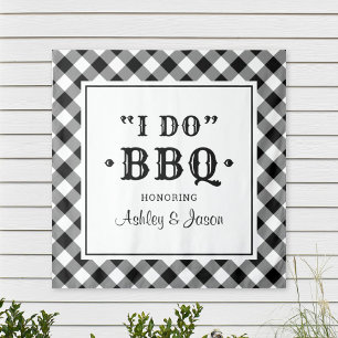 Ich mache GRILLEN Black Gingham Custom Wedding Mon Wandteppich