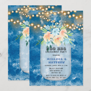 Ich mache GRILLEN Blue Lights Mason Jar Engagement Einladung