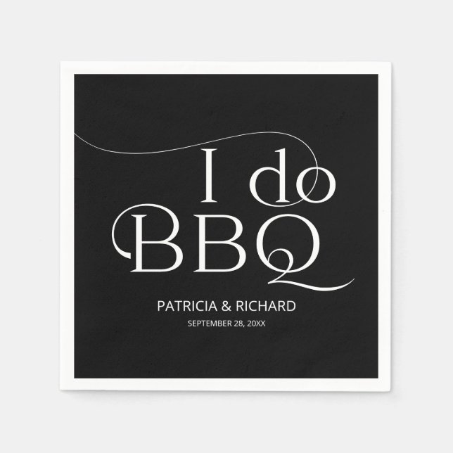Ich mache GRILLEN Engagement Party Black Serviette (Vorderseite)