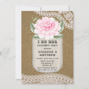 Ich mache GRILLEN Mason Jar Pink Peony Engagement  Einladung
