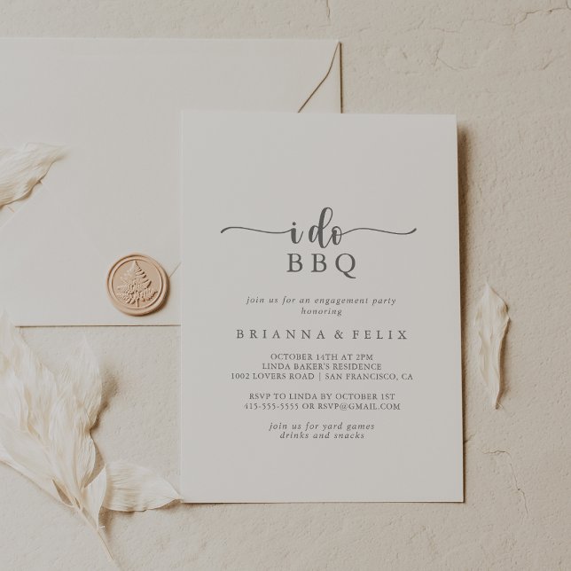 Ich mache GRILLEN Minimalistische Silver Engagemen Einladung (Von Creator hochgeladen)
