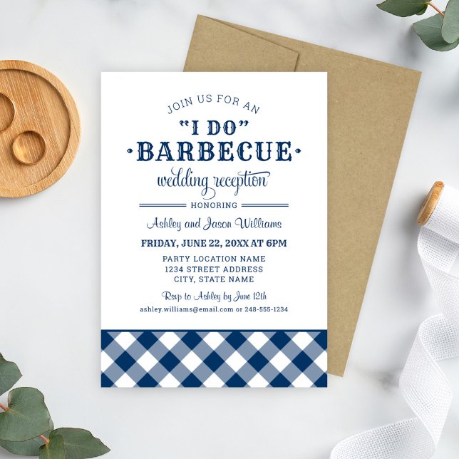 Ich mache GRILLEN Navy Blue Wedding Reception Einladung (Von Creator hochgeladen)