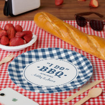 Ich mache GRILLEN Navy Gingham Custom Wedding Mono