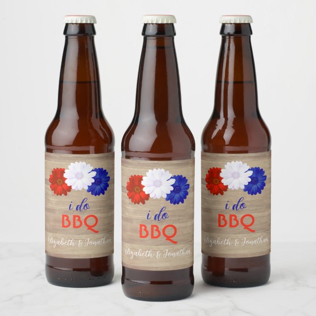 Ich mache GRILLEN Patriotic Floral Bierflaschenetikett (Flaschen)