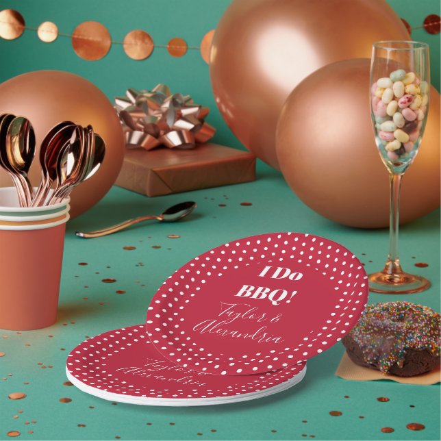 Ich mache GRILLEN Red Polka Dot Custom Wedding Pappteller (Multi)