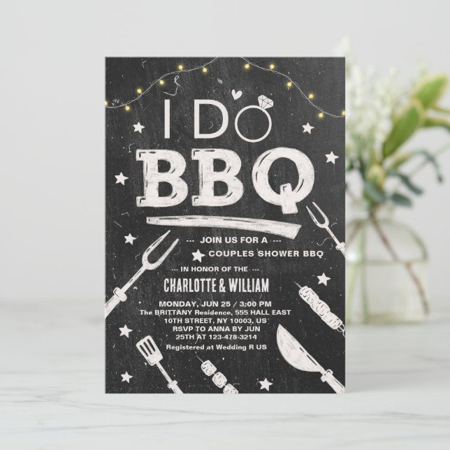 Ich mache GRILLEN Rustic Couple Verlobung Brautpar Einladung (Stehend Vorderseite)