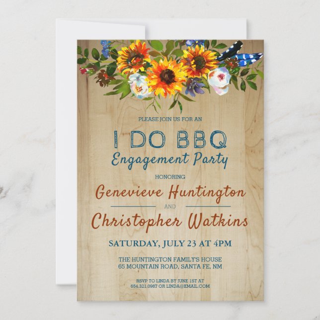 Ich mache GRILLEN Rustic Floral Barn Wood Engageme Einladung (Vorderseite)