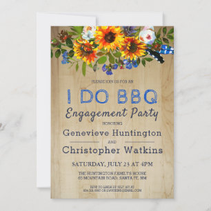 Ich mache GRILLEN Rustic Floral Barn Wood Engageme Einladung