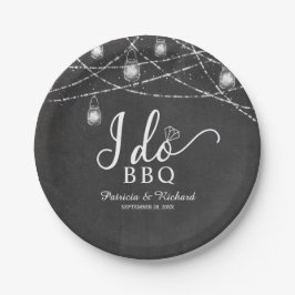 Ich mache GRILLEN Rustikale Chalk-Engagement Parte Pappteller