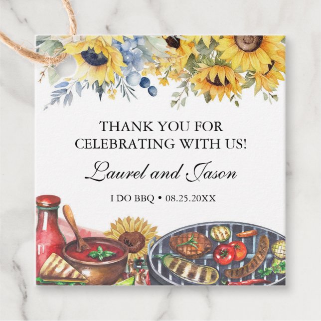 Ich mache GRILLEN Sonnenblume Rustikale Engagement Geschenkanhänger (Vorderseite)