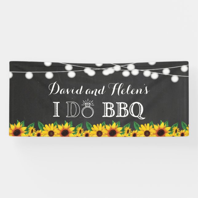 Ich mache GRILLEN Sonnenblumenkhalkboard Hochzeits Banner (Horizontal)
