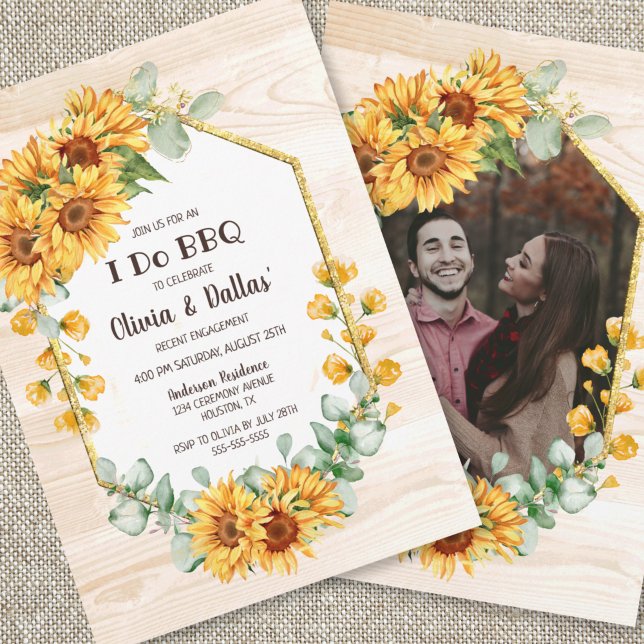 Ich mache GRILLEN Sunflower Engagement Party Foto Einladung (Von Creator hochgeladen)