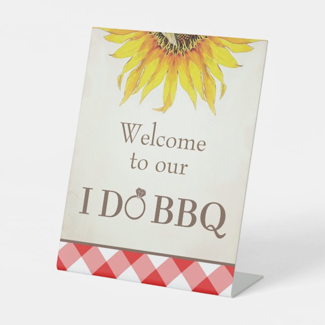 Ich mache GRILLEN Willkommen Sign Red Gingham Sockelschild (Vorderseite)