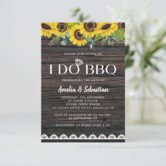 Ich mache GRILLEN Wood Lace Sonnenblumen Brautpart Einladung