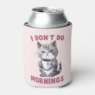 Ich mache keinen Morgen - Graue Katze mit Kaffee Dosenkühler
