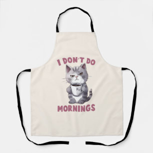 Ich mache keinen Morgen - Graue Katze mit Kaffee Schürze