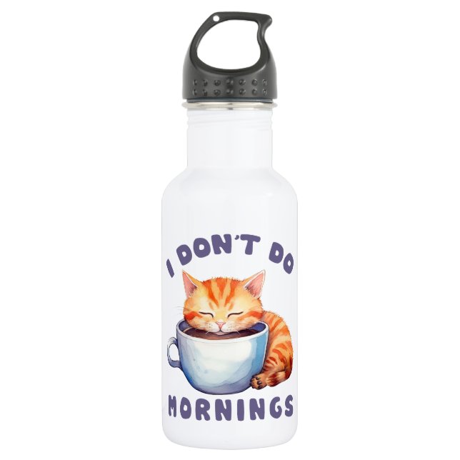 Ich mache keinen Morgen - Niedliche Orangenkatze m Edelstahlflasche (Vorderseite)