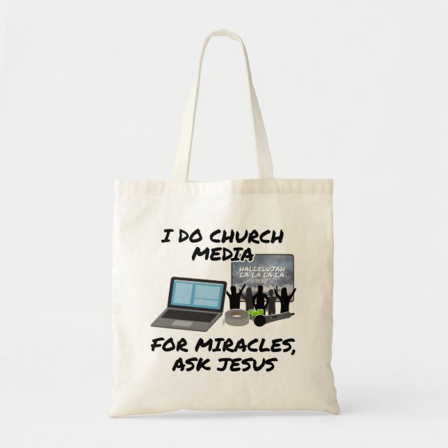 Ich mache Kirchenmedien für Wunder, Frag Jesus, Ki Tragetasche (Vorne)