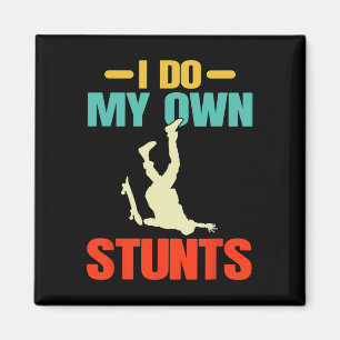 Ich mache meine eigenen Stunts Retro Skateboarding Magnet