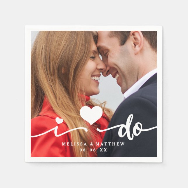 Ich mache Niedliches Herz Foto Hochzeitspapier Nap Serviette (Vorderseite)