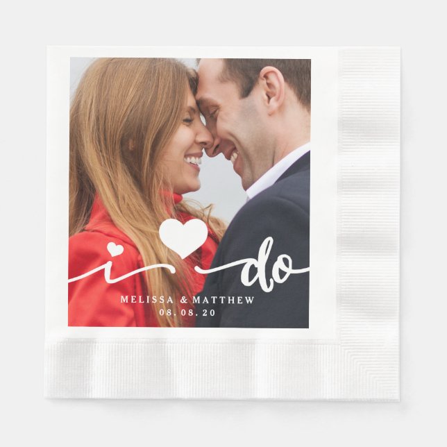 Ich mache Niedliches Herz Foto Hochzeitspapier Nap Serviette (Vorderseite)