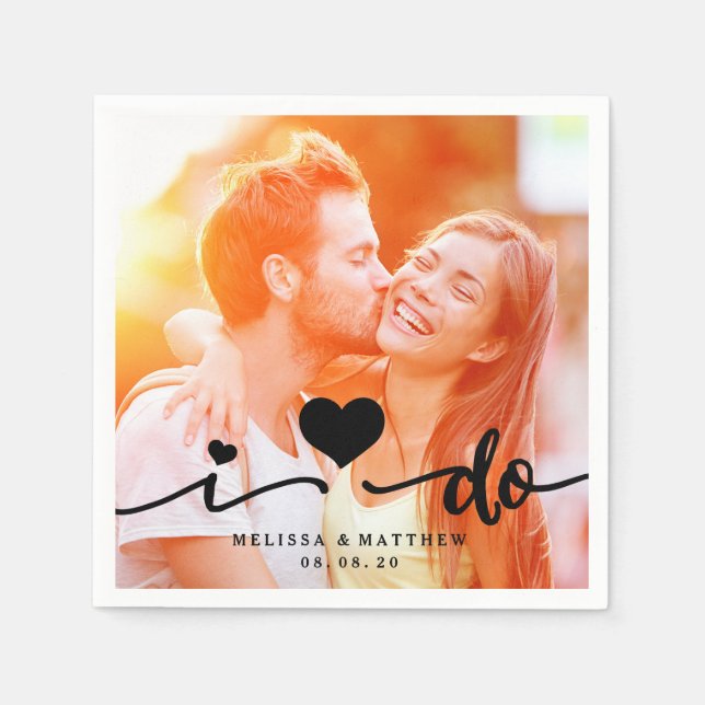 Ich mache Niedliches Herz Foto Hochzeitspapier Nap Serviette (Vorderseite)