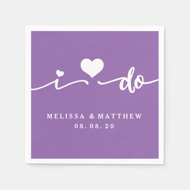 Ich mache Personalisiertes Lila Hochzeitspapier Na Serviette (Vorderseite)