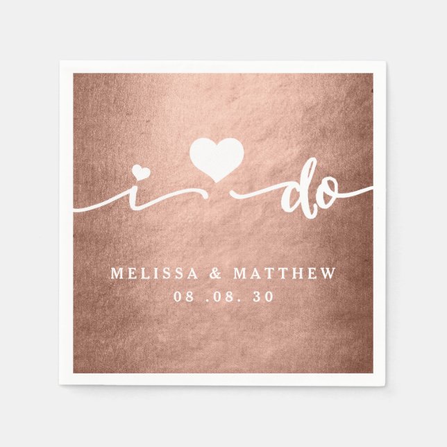 Ich mache Rose Gold Glamour Hochzeitspapier Napkin Serviette (Vorderseite)
