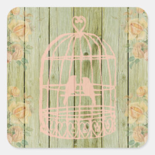 Ich mache rustikale Holz Birdcage Blumenkleber Quadratischer Aufkleber
