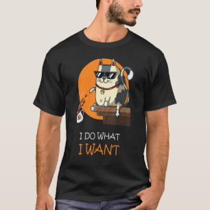Ich mache, was ich Cat-Kaffee Black Cat Red Cup 10 T-Shirt