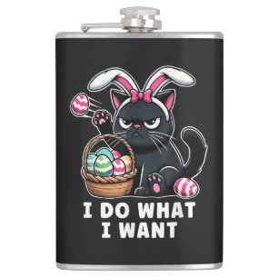 Ich mache was ich will Ostern Katze Flachmann
