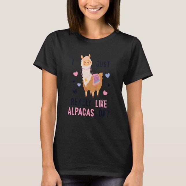 Ich mag Alpacas Huacaya Pako Lama Alpac T-Shirt (Vorderseite)