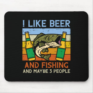 Ich mag Angeln und 3 Personen Retro Angler Fischer Mousepad