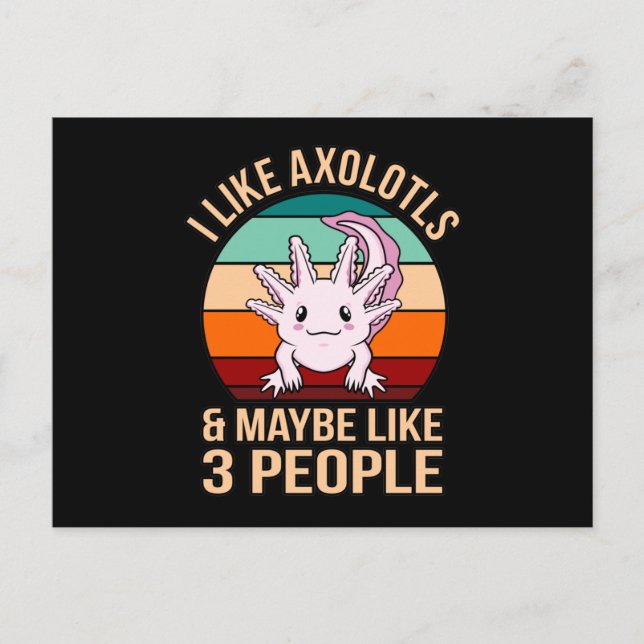 Ich mag Axolotls Kawaii Animal Axolotl Lover Eigen Einladungspostkarte (Vorderseite)