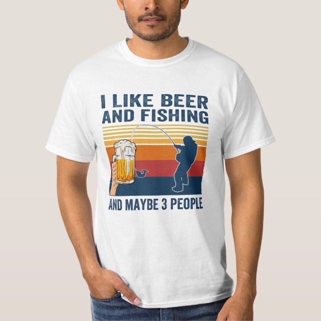 Ich mag Bier und Fischen T-Shirt (Vorderseite)