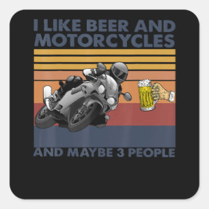 Ich mag Bier und Krafträder - Motorradgeschenk Quadratischer Aufkleber