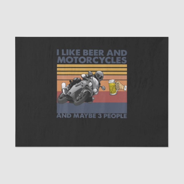 Ich mag Bier und Krafträder - Motorradgeschenk Seidenpapier (Vorderseite)