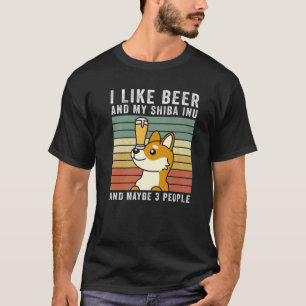 Ich mag Bier und meinen Shiba Inu Retro Vintage Hu T-Shirt