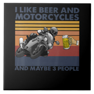 Ich mag Bier und Motorräder - Motorradgeschenk Fliese